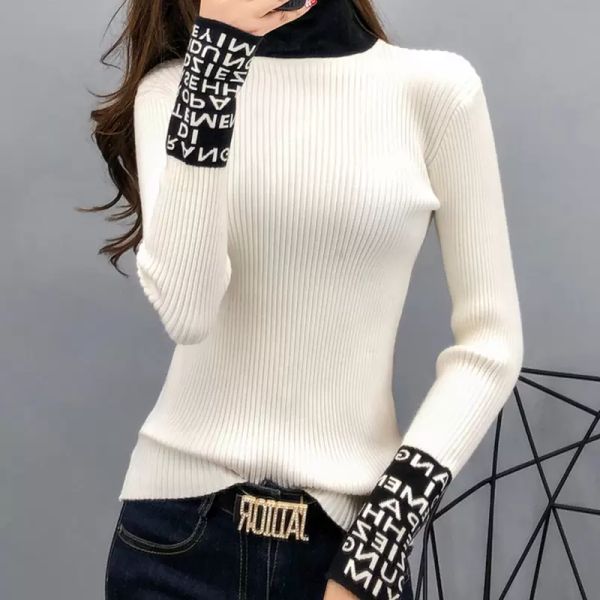 

tight basic sweater women thin long sleeved women sweaters and pullovers turtleneck slim sweaters ladies knitted fashion, White;black