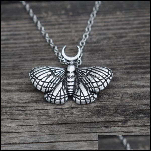 

chains chains dead head skl butterfly necklace under the moon jewelry drop delivery necklaces pendants dhxkr, Silver