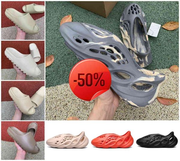 

men women sandals slides slippers bone resin desert sand foam runner ararat rubber fashion summer season earth brown flat core pure c xde, Black