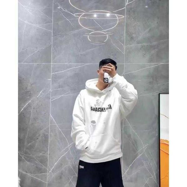 

designer mens hoodies fashion bb brand chest printed letters with holes loose version essential hooded hoodie hip hop sweatshirts, Black