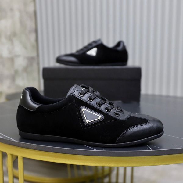 

luxury enameled metal triangle sneakers shoes men rubber sole man casual walking americas cup athletic outdoor runner race sports, Black