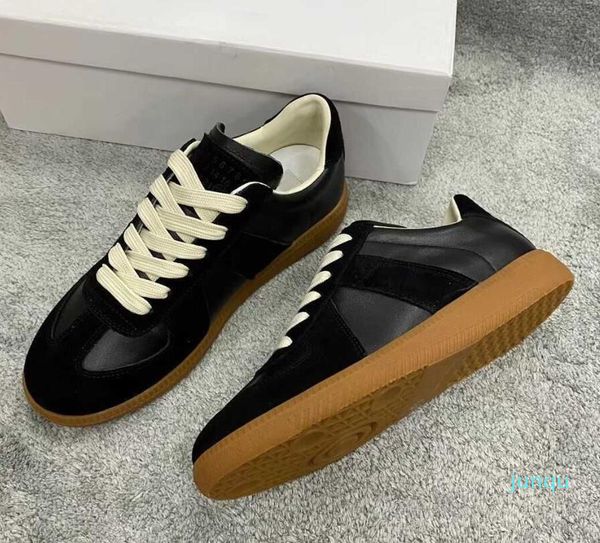 

casual shoes white women travel 100% leather lace-up sneaker lady suede designer running trainers letters shoe flat printed men gym 01, Black