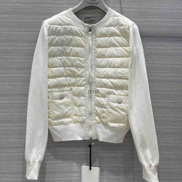 

monclair france brand womens maya down knit stitching embroidered letter badge girl parkas nfc scan, Black