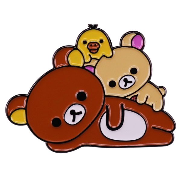 

cute cartoon bear brown bear doll bear brooch metal badge accessory gift pin, Blue