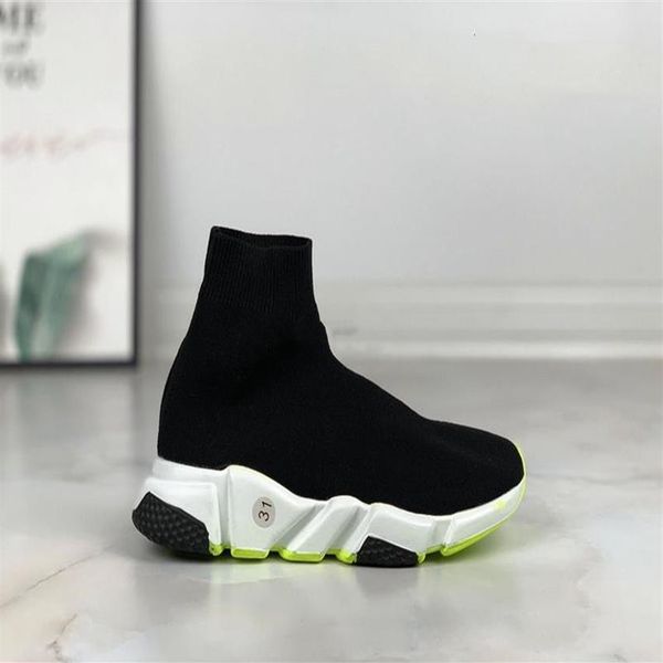 

2019 speed trainer big kids designer socks boys girls children running sock shoes youth sneakers luxury fashion trainers casual bo191t, Black