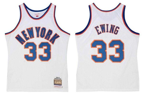 

stitched patrick ewing basketball jersey s-6xl mitchell & ness 1985-86 91-92 96-97 white mesh hardwoods classics retro version jerseys men w, Black;red