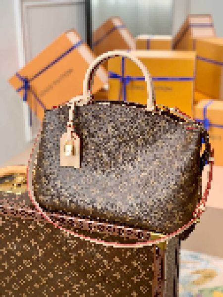 

luxury brand designer shopping bags grand palais tote bag m45898 women tote travel bag real leather handbags shoulder evening bag vnbs, Black;white