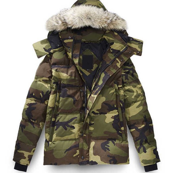 

designer luxury goosie down jacket fur ruff men cg winter fit warm canadas white goosing coat exterior pockets zipper stretch rib cuff the 5, Black