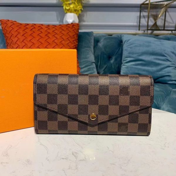 

n60114 women's new luxury checker wallet card bag, Red;black
