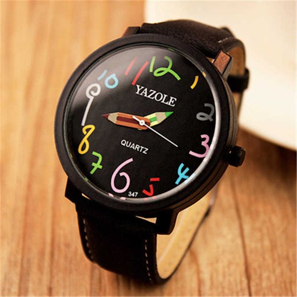 

watches women's fashion yazole brand pencil clock ladies leather watchband quartz men watch montre femme gift students g5sf fm8k, Slivery;brown