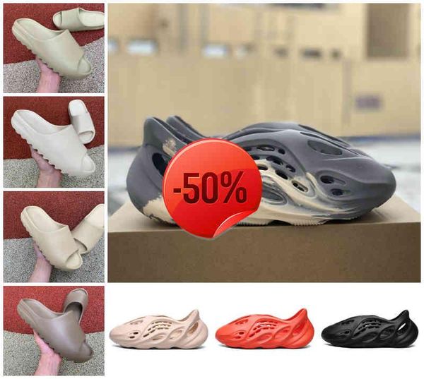 

2021 foam runner men women slides bone resin desert sand slippers ararat rubber fashion sandals summer season earth brown flat pure pau, Black