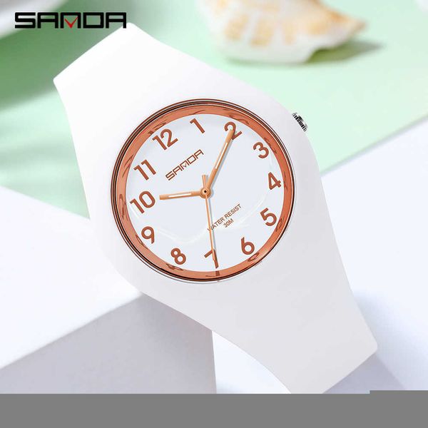 

watches sanda brand ladies women digital quartz soft silicone strap dress wrist clock sport 5bar waterproof relogio feminino p1ev, Slivery;brown