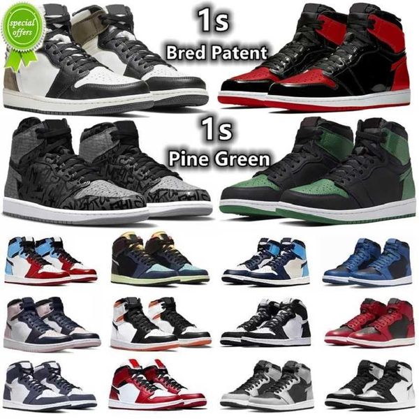 

2022 1 1s mens basketball shoes sneakers grey fog yellow toe rebellionaire bred patent dark mocha marina blue bubble gum obsidian shadow men, Black