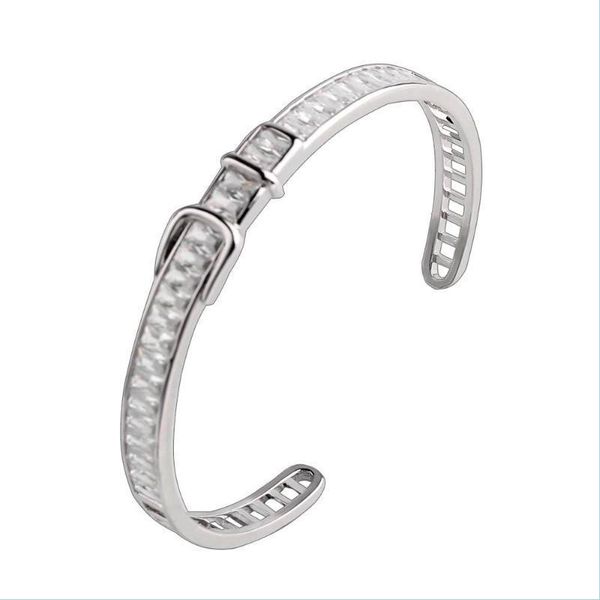 

bangle bangle sparkling inlaid trapezoidal baguette crystal belt buckle c shape drop delivery jewelry bracelets dhppi, Black
