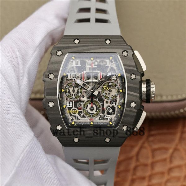 

quality watches 50mm x 40mm rm11-03 skeleton flyback 18k rose gold rubber bands transparent mechanical automatic mens watch men's wrist, Slivery;brown