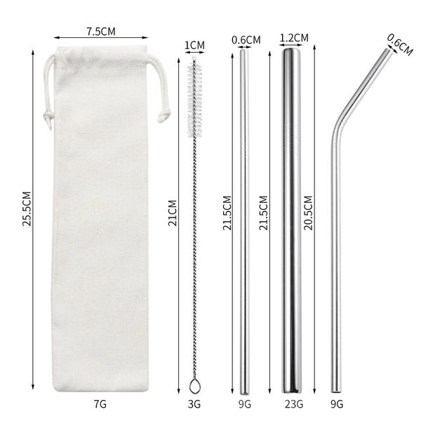 

stainless steel straw sets colorful drinking straws with brush reusable metal straw barware cup tumblers accessories supplies 230 s2