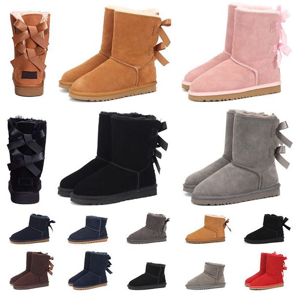 

women boots pumps australia snow boots fur ankle boot delicate short booties new season booty style luxury outdoor chestnut 2 bow grils 36-4, Black