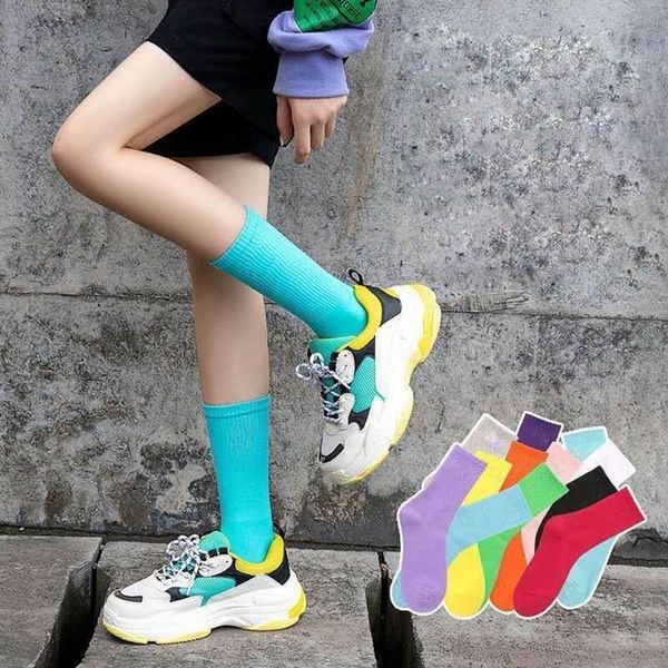 

designers long leisure socks with fashionable letter patterns in 10 colors of luxury women's medium stocking, Pink;yellow
