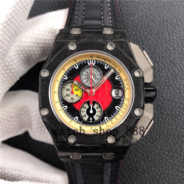 

quality jf maker super version mens watch chronograph workin 44mm 26290 carbon fiber 18k rose gold cal.3126 movement mechanical automatic me, Slivery;brown