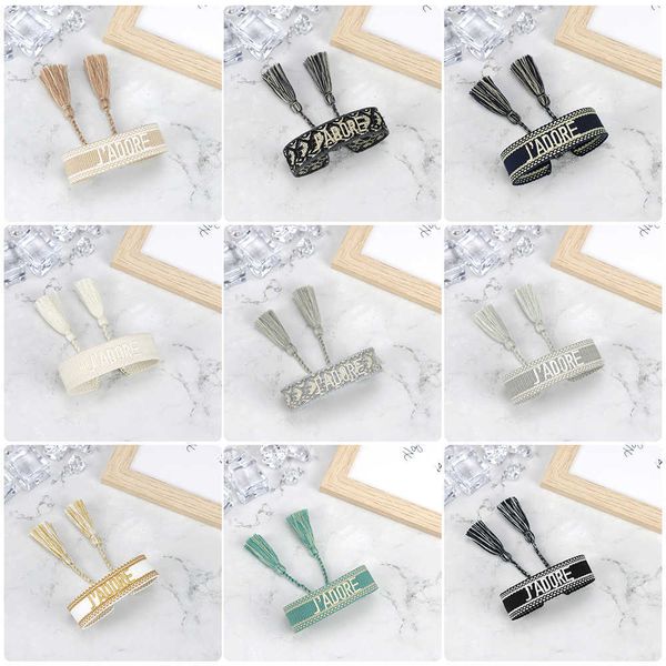 

woven bracelet women jadore embroidery letter hand rope couple hand woven tassel bracelet, Black