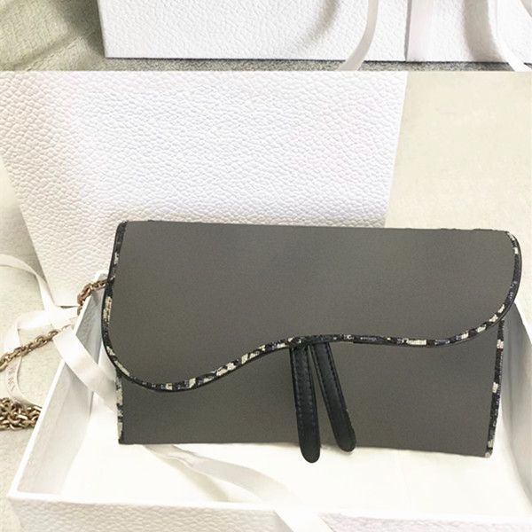 

2pcs long chain embroidery saddles shoulder bag luxury designer original handbags mens women's with a small wallet pochette two piece s