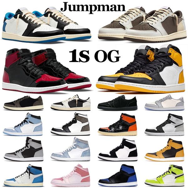 

jumpman 1 1s men basketball shoes denim starfish university blue stage haze taxi dark mocha bred patent atmosphere fearless shadow obsidian