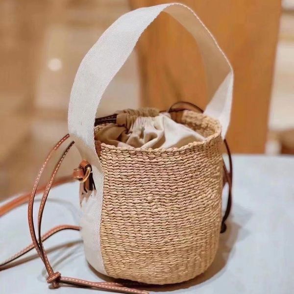 

filosophy recommend mini bucket beach bag straw weaved summer holiday canvas strap designer handbags