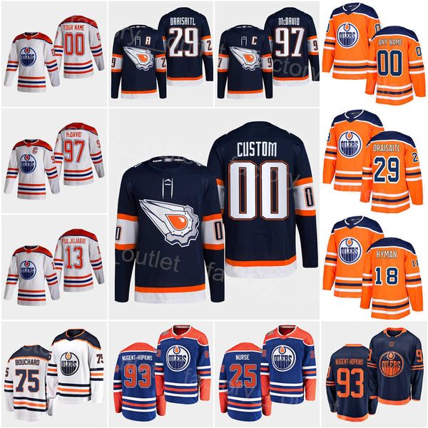 

2023 reverse retro edmonton hockey oiler 93 ryan nugent-hopkins jerseys 29 leon draisaitl 97 connor mcdavid zach hyman evan bouchard jesse, Black;red