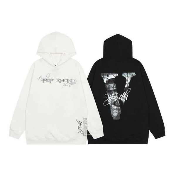 

men's hoody vlo one fashion designer pop smoke king new york limited relaxed hoodie hoodies cotton terry pullover friends long sleeve, Black