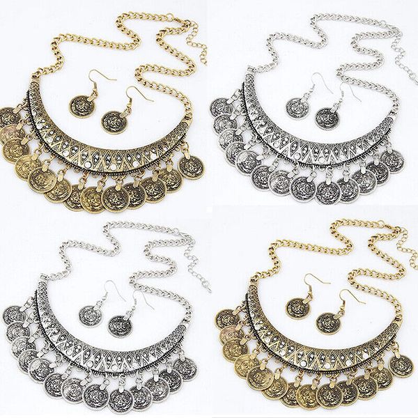 

womens crystal flower necklace choker bib chunky statement pendant chain jewelry, Silver