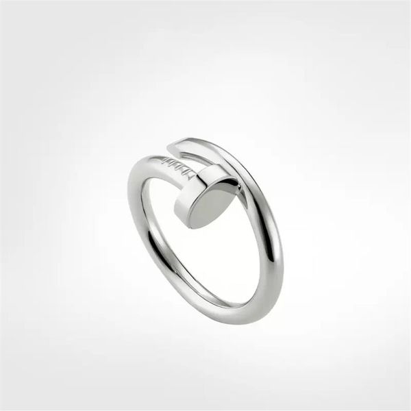 

with box mens nail ring band diamonds designer luxury women rings jewelry couple lover finger circle rings good gift never fade no265q, Silver