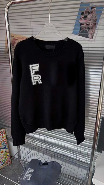 

fashion womens sweaters fuzzy color letter printing warm knitted wool sweater round neck long sleeves casual knitwear commuter style women c, White;black