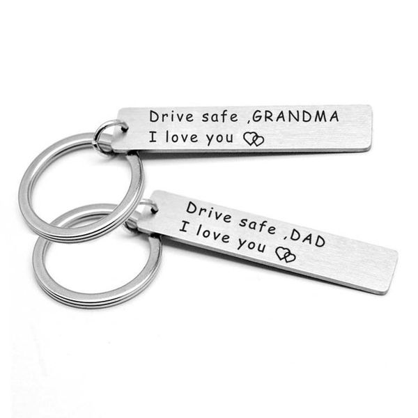 

key rings drive safe stainless steel round metal letter key chain rings for men women mother father car keys ring pendant friend gif dh5of, Slivery;golden