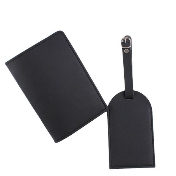 

10sets bag parts pu luggage tag sets creative casual blank id address baggage board tag portable label, Black