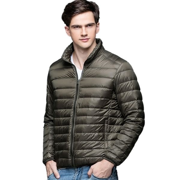 

men's down parkas autumn winter man duck jacket ultra light thin s-3xl spring jackets men stand collar outerwear coat 221108, Black