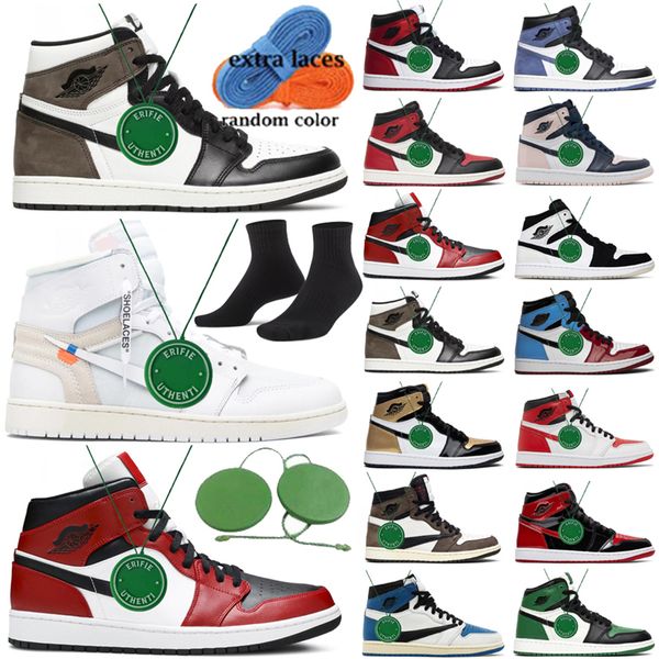 

2023 patent bred diamond stage haze shoes mens air jumpmans 1 pine green casual sneakers jordens 1s royal reverse yellow toe da og designer, Black