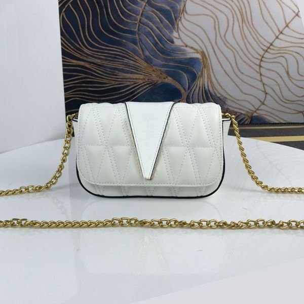 

chain cross body bag women shoulder virtus dinner bag plain flap handbag fashion gold metal letters pleated genuine leateher thread messenge
