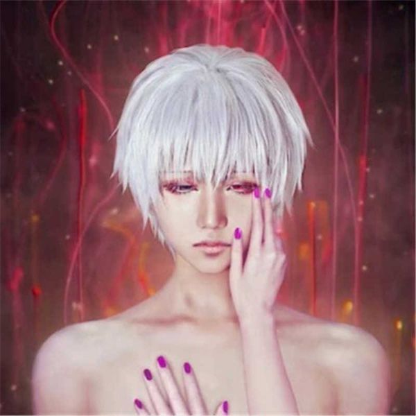 

hair lace wigs wig men and women japane animation cos tokyo ho kind of white fake short hair, Black