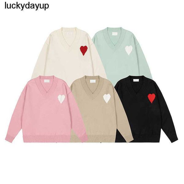 

men's sweaters designer amis winter new embroidery men's casual woolen garment women's loose couple fashion streetwear sweate, White;black