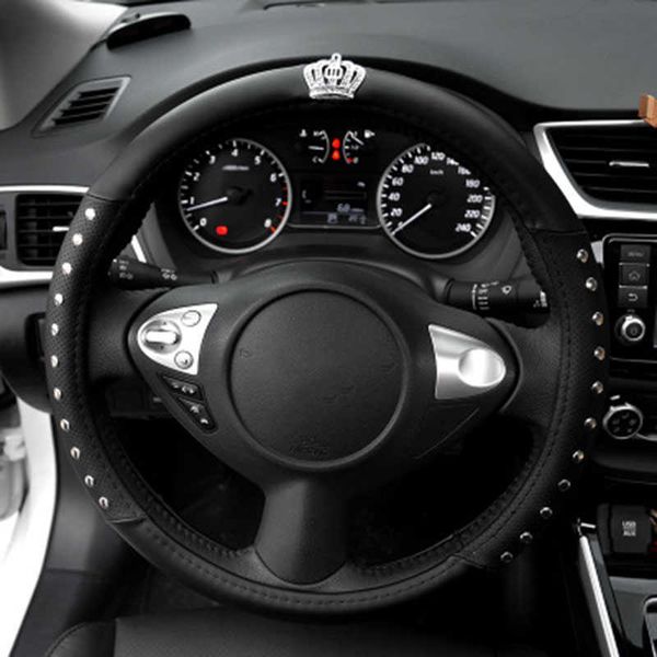 

steering wheel covers crown with rivets steering wheel cover leather handlebar case for women universal car steering wheel anti slip cover b