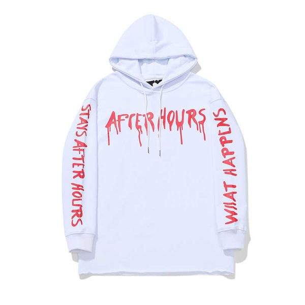 

men's hoody vlo one fashion designer letter loose leisure versatile hooded couple sweater hoodies cotton terry pullover leisure blood, Black