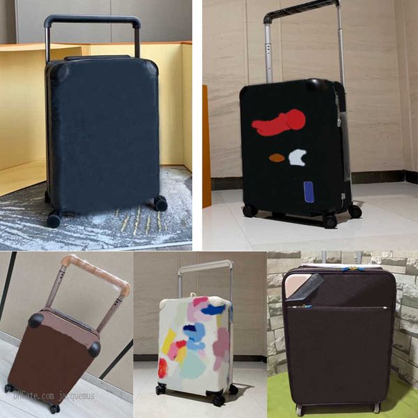 

7a quality spinner brown suitcases travel luggage horizon 55 men womens flower printing suitcase trunk bag universal wheel duffel rolling