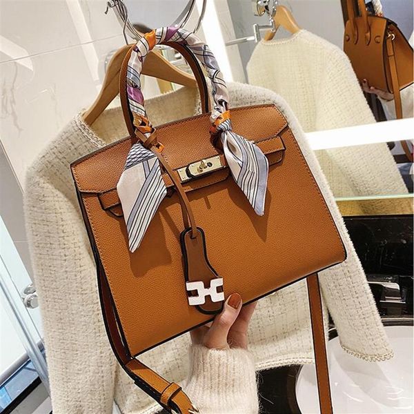 

women handbags printed ribbon womens shoulder bags elegant atmosphere solid color leathers handbag joker leather fashion messenger283z