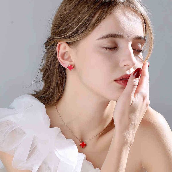 

van clover necklace pendant fashion earring bracelet necklace four leaf clover lucky set wedding women bridal jewelry sets luxury, Silver