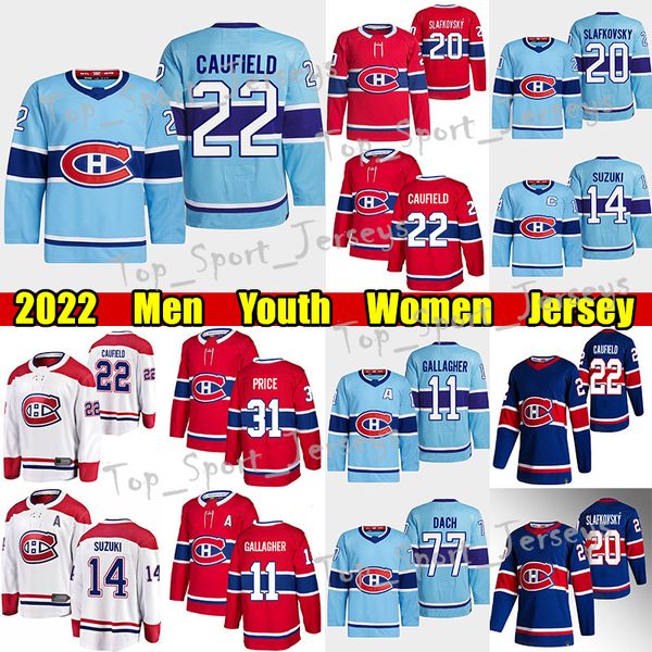 

#20 juraj slafkovsky reverse retro hockey jersey #22 cole caufield canadiens#14 nick suzuki kirby dach brendan gallagher carey price sean mo, Black;red