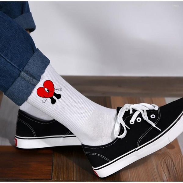 

women socks bad bunny cotton designer mens men mid tube long gifts for fans breathable and comfortable, Black;white