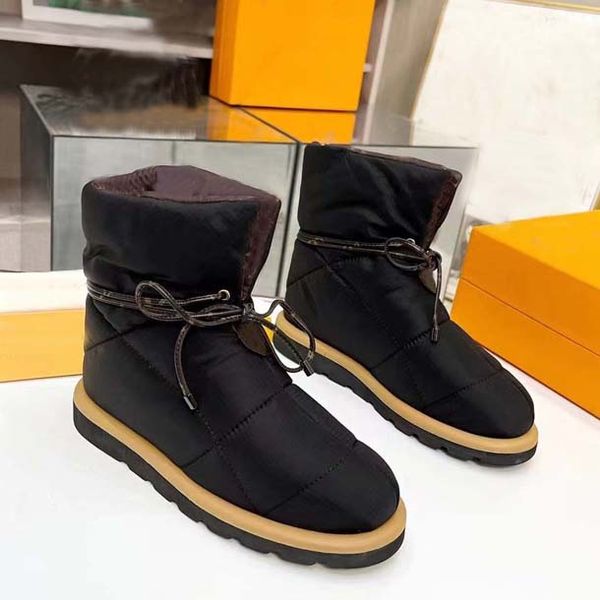 

luxury designer boots womens waterproof down boot fashion winter flat bottom work boot snow platform snowshoe 35-41 with box, Black