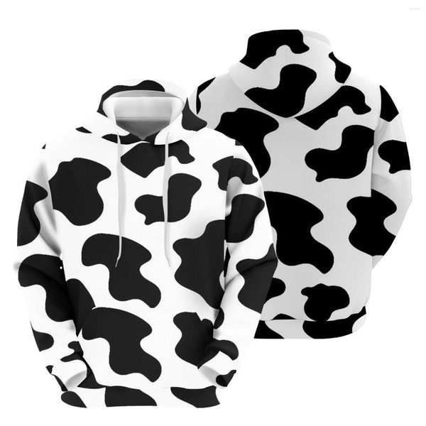

men039s hoodies milk cow print men hooded contrast color streetwear hoodie sweatshirts tracksuits manwomen jackets funny hoody7610667, Black