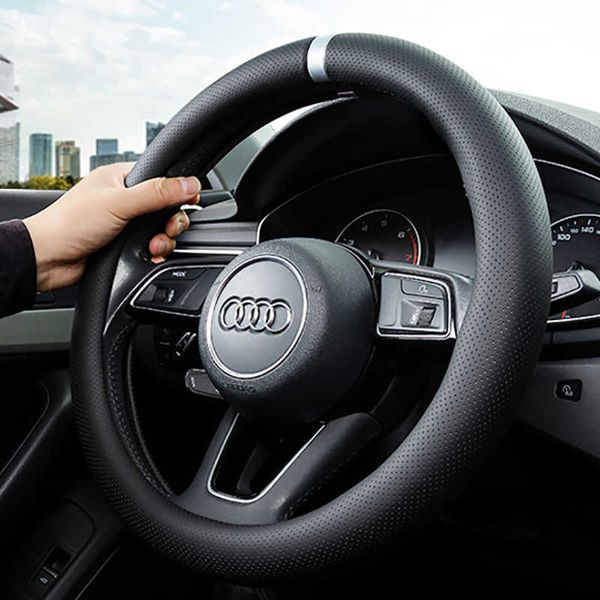 

steering wheel covers car genuine leahter steering wheel cover 38cm breathable universal handlebar cover anti-skid steering protection case