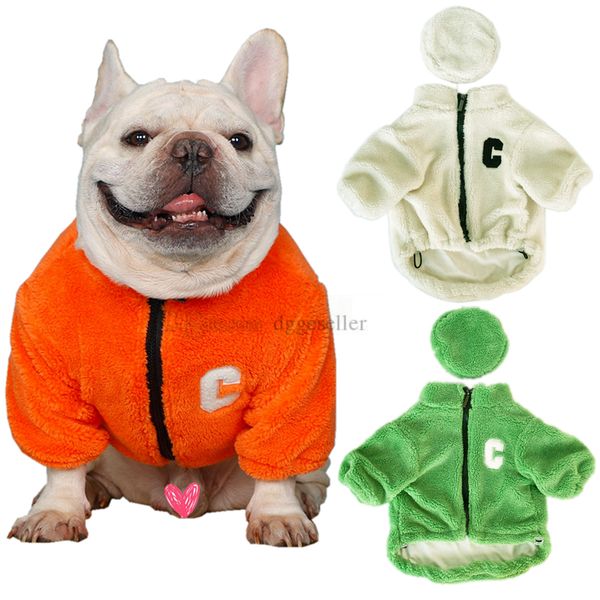 

Winter Warm Dog Apparel Designer Dog Clothes with Hats Double Layer Thickening Fleece Pet Jacket Soft Puppy Sweater Cold Weather Pets Coats for  Dogs Bulldog 442, White